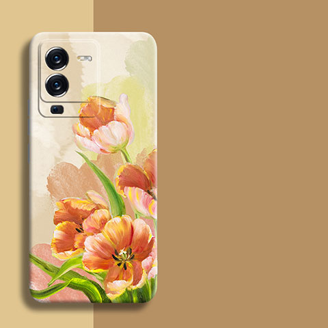 Vivo V25 Pro 5G用シリコンケース ソフトタッチラバー 花 カバー Vivo カラフル