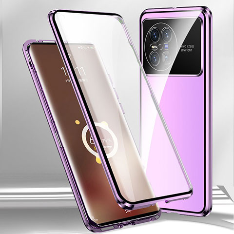 Vivo X Note用ケース 高級感 手触り良い アルミメタル 製の金属製 360度 フルカバーバンパー 鏡面 カバー P01 Vivo パープル