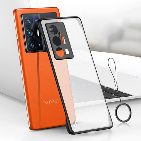Vivo X70 Pro+ Plus 5G用ハードカバー クリスタル クリア透明 フレームレス H02 Vivo ブラック