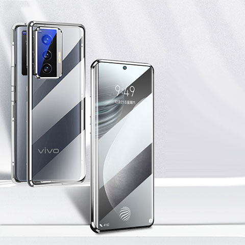 Vivo X70t用ケース 高級感 手触り良い アルミメタル 製の金属製 360度 フルカバーバンパー 鏡面 カバー P03 Vivo ブラック