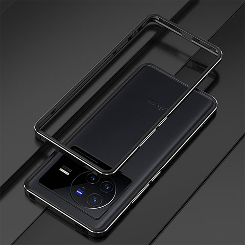 Vivo X80 Pro 5G用ケース 高級感 手触り良い アルミメタル 製の金属製 バンパー カバー Vivo ブラック