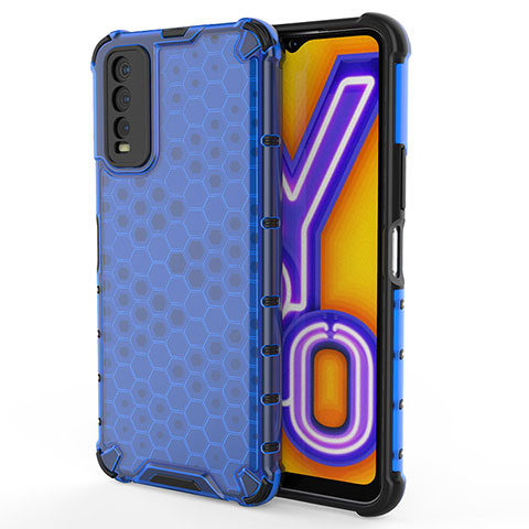 Vivo Y20 (2021)用360度 フルカバー ハイブリットバンパーケース クリア透明 プラスチック カバー AM2 Vivo ネイビー