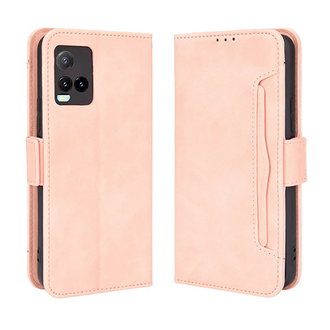 Vivo Y21s用手帳型 レザーケース スタンド カバー BY3 Vivo ピンク