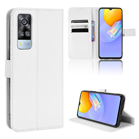 Vivo Y53s NFC用手帳型 レザーケース スタンド カバー BY1 Vivo ホワイト