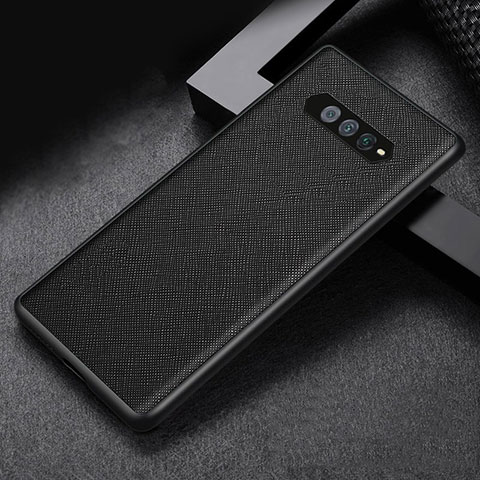 Xiaomi Black Shark 4S 5G用ハイブリットバンパーケース 高級感 手触り良いレザー柄 兼プラスチック Xiaomi ブラック