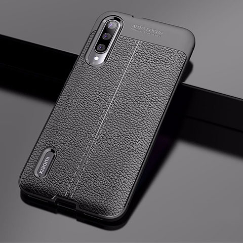 Xiaomi CC9e用シリコンケース ソフトタッチラバー レザー柄 Xiaomi ブラック