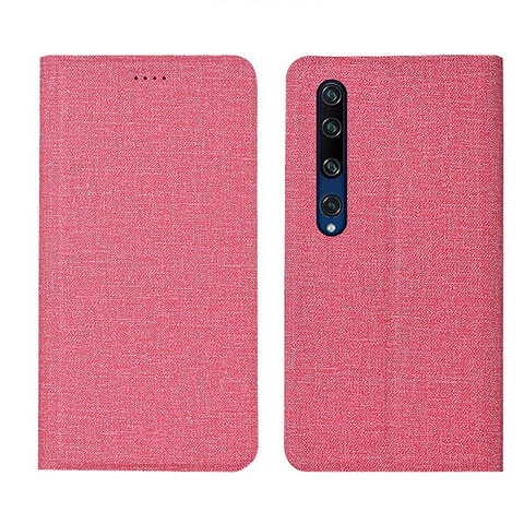 Xiaomi Mi 10用手帳型 布 スタンド Xiaomi ピンク