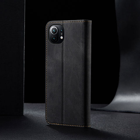 Xiaomi Mi 11 5G用手帳型 布 スタンド H02 Xiaomi ブラック