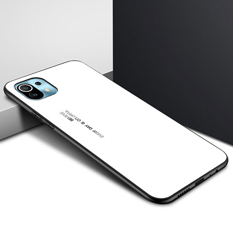 Xiaomi Mi 11 Lite 5G用ハイブリットバンパーケース プラスチック 鏡面 カバー Xiaomi ホワイト