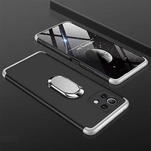 Xiaomi Mi 11 Lite 5G用ハードケース プラスチック 質感もマット アンド指輪 マグネット式 P02 Xiaomi シルバー・ブラック