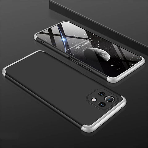 Xiaomi Mi 11 Lite 5G用ハードケース プラスチック 質感もマット 前面と背面 360度 フルカバー P01 Xiaomi シルバー・ブラック