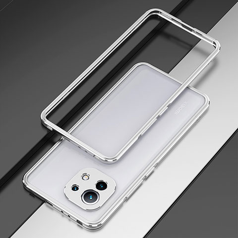 Xiaomi Mi 11 Lite 5G NE用ケース 高級感 手触り良い アルミメタル 製の金属製 バンパー カバー T01 Xiaomi シルバー