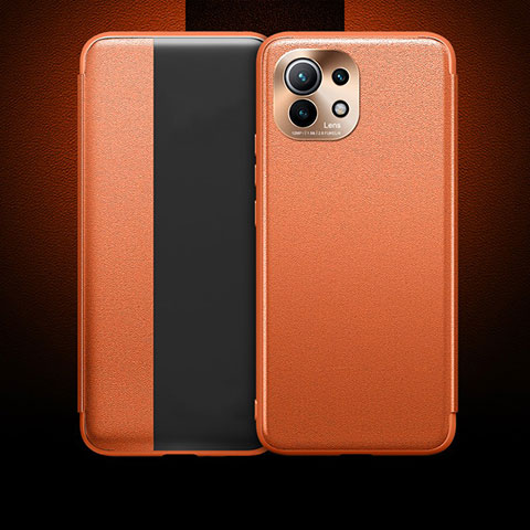 Xiaomi Mi 11 Lite 5G NE用手帳型 レザーケース スタンド カバー T01 Xiaomi オレンジ