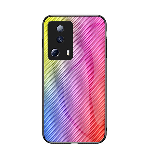 Xiaomi Mi 12 Lite NE 5G用ハイブリットバンパーケース プラスチック 鏡面 虹 グラデーション 勾配色 カバー LS2 Xiaomi ピンク