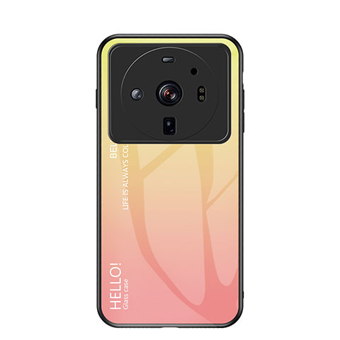 Xiaomi Mi 12S Ultra 5G用ハイブリットバンパーケース プラスチック 鏡面 虹 グラデーション 勾配色 カバー M01 Xiaomi オレンジ
