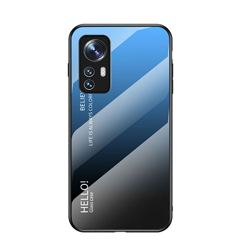 Xiaomi Mi 12X 5G用ハイブリットバンパーケース プラスチック 鏡面 虹 グラデーション 勾配色 カバー M02 Xiaomi ネイビー