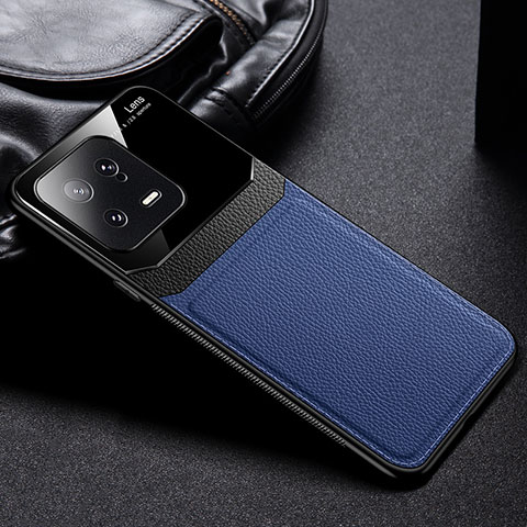 Xiaomi Mi 13 5G用シリコンケース ソフトタッチラバー レザー柄 カバー FL1 Xiaomi ネイビー