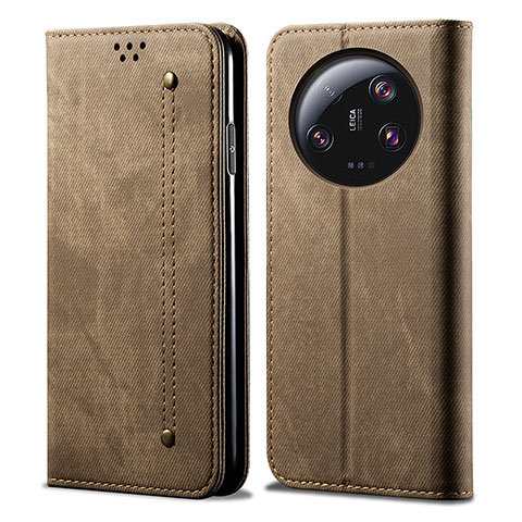 Xiaomi Mi 13 Ultra 5G用手帳型 布 スタンド Xiaomi カーキ色