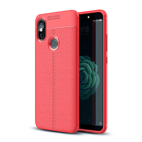 Xiaomi Mi 6X用シリコンケース ソフトタッチラバー レザー柄 Xiaomi レッド