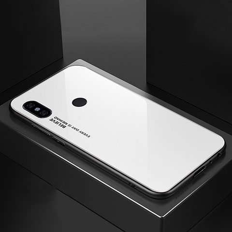 Xiaomi Mi 6X用ハイブリットバンパーケース プラスチック 鏡面 虹 グラデーション 勾配色 カバー M01 Xiaomi ホワイト