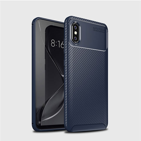 Xiaomi Mi 8用シリコンケース ソフトタッチラバー ツイル カバー A01 Xiaomi ネイビー