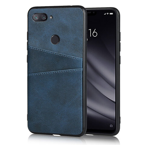 Xiaomi Mi 8 Lite用ケース 高級感 手触り良いレザー柄 Xiaomi ネイビー