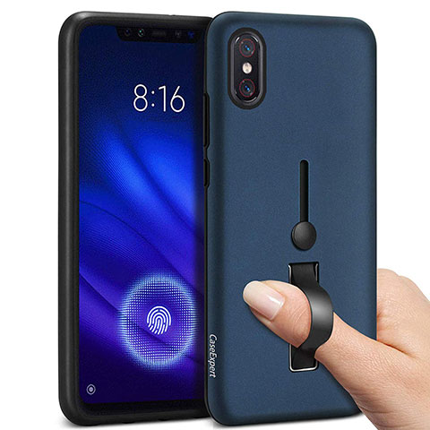 Xiaomi Mi 8 Pro Global Version用ハイブリットバンパーケース プラスチック アンド指輪 Xiaomi ネイビー