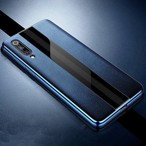 Xiaomi Mi 9用シリコンケース ソフトタッチラバー レザー柄 S01 Xiaomi ネイビー