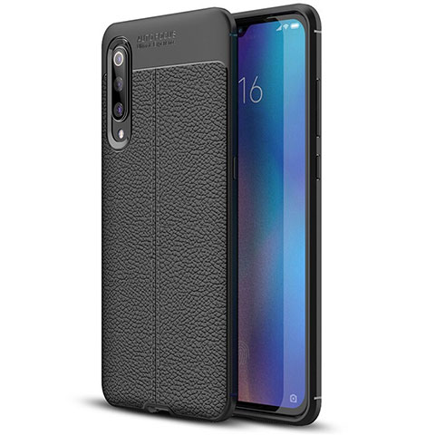 Xiaomi Mi 9 Lite用シリコンケース ソフトタッチラバー レザー柄 S02 Xiaomi ブラック