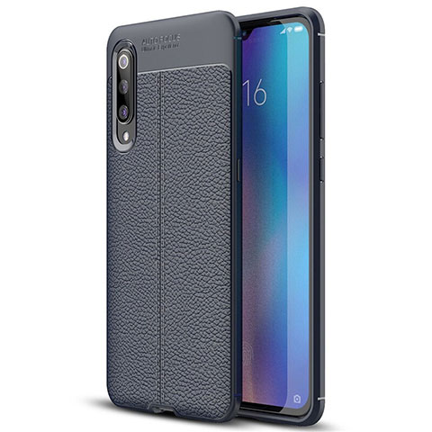 Xiaomi Mi 9 Pro 5G用シリコンケース ソフトタッチラバー レザー柄 S02 Xiaomi ネイビー