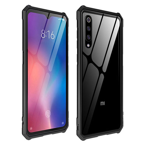 Xiaomi Mi 9 Pro用ハイブリットバンパーケース クリア透明 プラスチック 鏡面 カバー Xiaomi ブラック