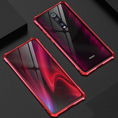 Xiaomi Mi 9T用ケース 高級感 手触り良い アルミメタル 製の金属製 360度 フルカバーバンパー 鏡面 カバー T02 Xiaomi レッド