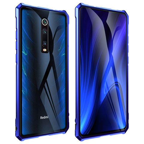 Xiaomi Mi 9T用ケース 高級感 手触り良い アルミメタル 製の金属製 360度 フルカバーバンパー 鏡面 カバー T01 Xiaomi ネイビー