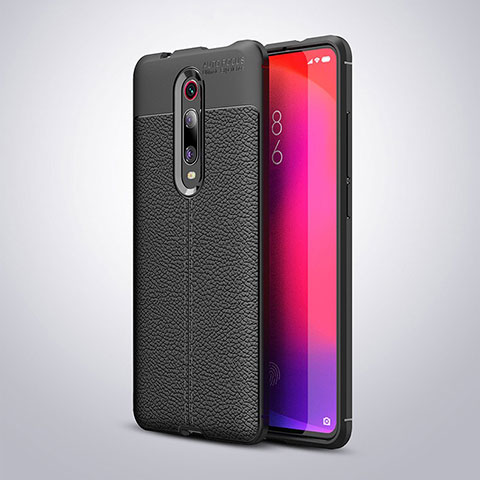 Xiaomi Mi 9T用シリコンケース ソフトタッチラバー レザー柄 カバー H01 Xiaomi ブラック