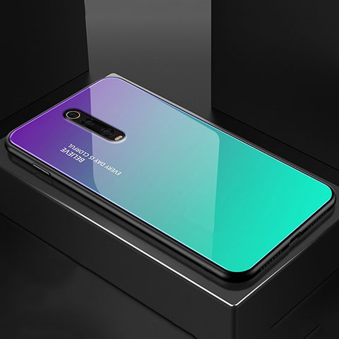 Xiaomi Mi 9T用ハイブリットバンパーケース プラスチック 鏡面 カバー Xiaomi シアン