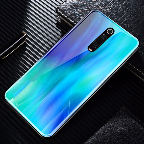 Xiaomi Mi 9T Pro用ハイブリットバンパーケース プラスチック 鏡面 カバー T02 Xiaomi ブルー