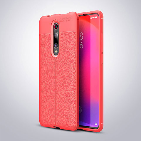 Xiaomi Mi 9T Pro用シリコンケース ソフトタッチラバー レザー柄 カバー H01 Xiaomi レッド