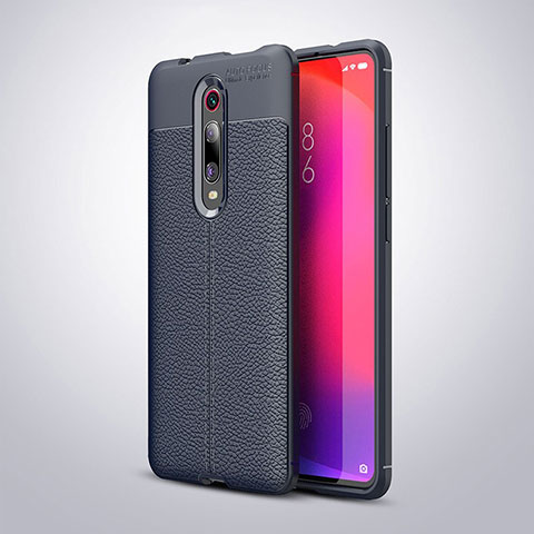 Xiaomi Mi 9T Pro用シリコンケース ソフトタッチラバー レザー柄 カバー H01 Xiaomi ネイビー