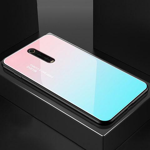 Xiaomi Mi 9T Pro用ハイブリットバンパーケース プラスチック 鏡面 カバー Xiaomi ブルー