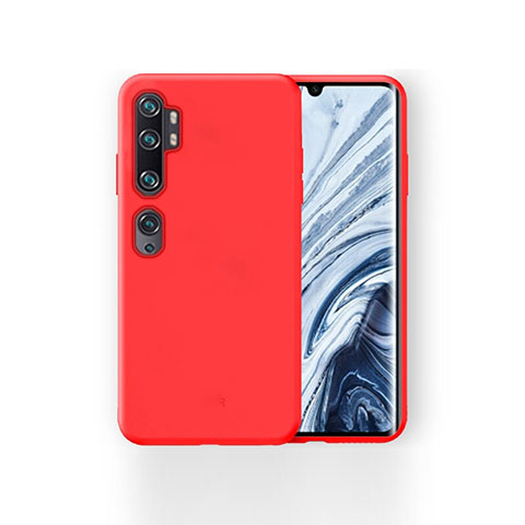 Xiaomi Mi Note 10用360度 フルカバー極薄ソフトケース シリコンケース 耐衝撃 全面保護 バンパー Xiaomi レッド