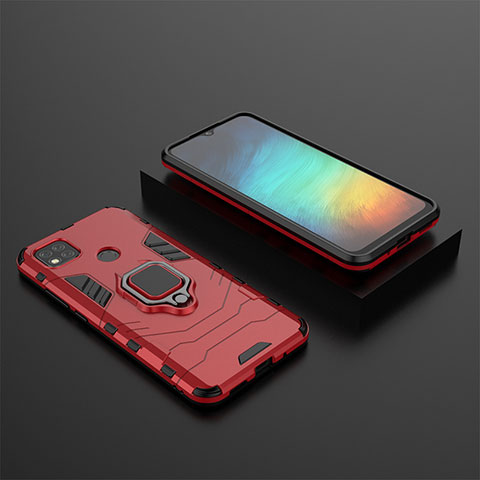 Xiaomi POCO C3用ハイブリットバンパーケース プラスチック アンド指輪 マグネット式 KC1 Xiaomi レッド