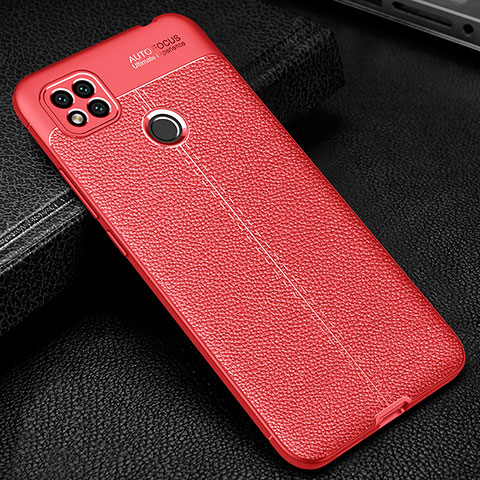 Xiaomi POCO C3用シリコンケース ソフトタッチラバー レザー柄 カバー WL2 Xiaomi レッド