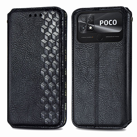 Xiaomi Poco C40用手帳型 レザーケース スタンド カバー S01D Xiaomi ブラック