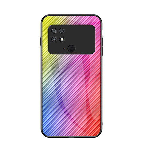Xiaomi Poco C40用ハイブリットバンパーケース プラスチック 鏡面 虹 グラデーション 勾配色 カバー LS2 Xiaomi ピンク