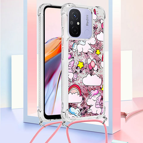 Xiaomi Poco C55用シリコンケース ソフトタッチラバー ブリンブリン カバー 携帯ストラップ S02 Xiaomi レッド