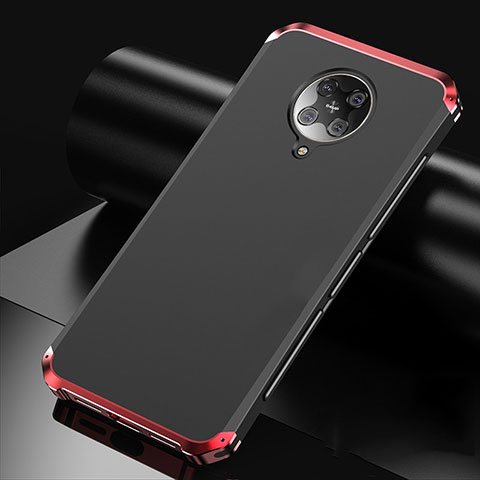 Xiaomi Poco F2 Pro用ケース 高級感 手触り良い アルミメタル 製の金属製 カバー T01 Xiaomi レッド・ブラック