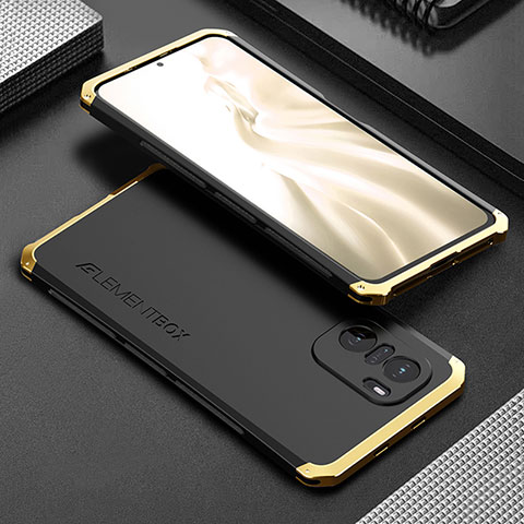 Xiaomi Poco F3 5G用360度 フルカバー ケース 高級感 手触り良い アルミメタル 製の金属製 Xiaomi ゴールド・ブラック