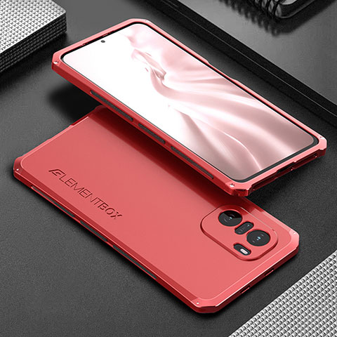 Xiaomi Poco F3 5G用360度 フルカバー ケース 高級感 手触り良い アルミメタル 製の金属製 Xiaomi レッド
