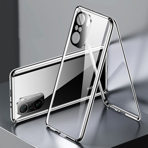 Xiaomi Poco F3 5G用ケース 高級感 手触り良い アルミメタル 製の金属製 360度 フルカバーバンパー 鏡面 カバー P01 Xiaomi ブラック