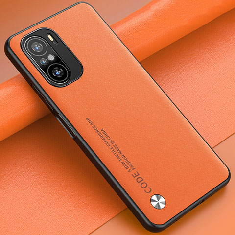 Xiaomi Poco F3 5G用ケース 高級感 手触り良いレザー柄 S01 Xiaomi オレンジ